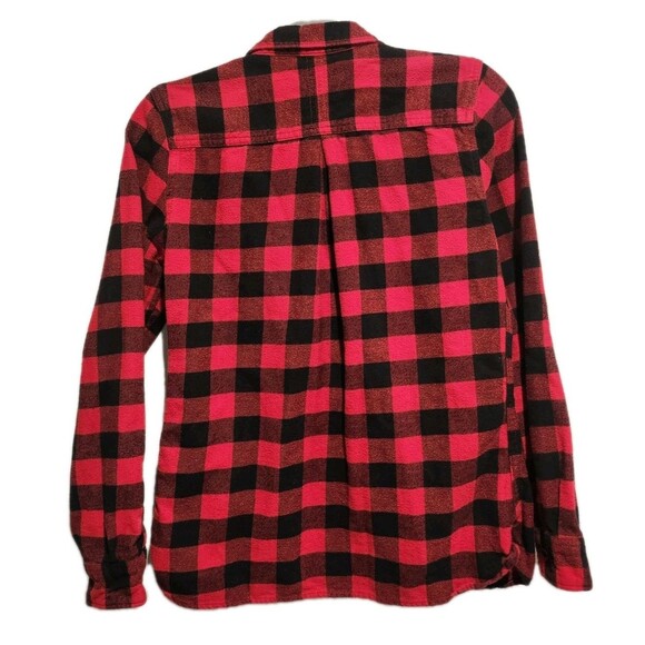 WOOLRICH Women's Flannel Pemberton Cotton Button Front Red Black Check Small - Picture 2 of 8